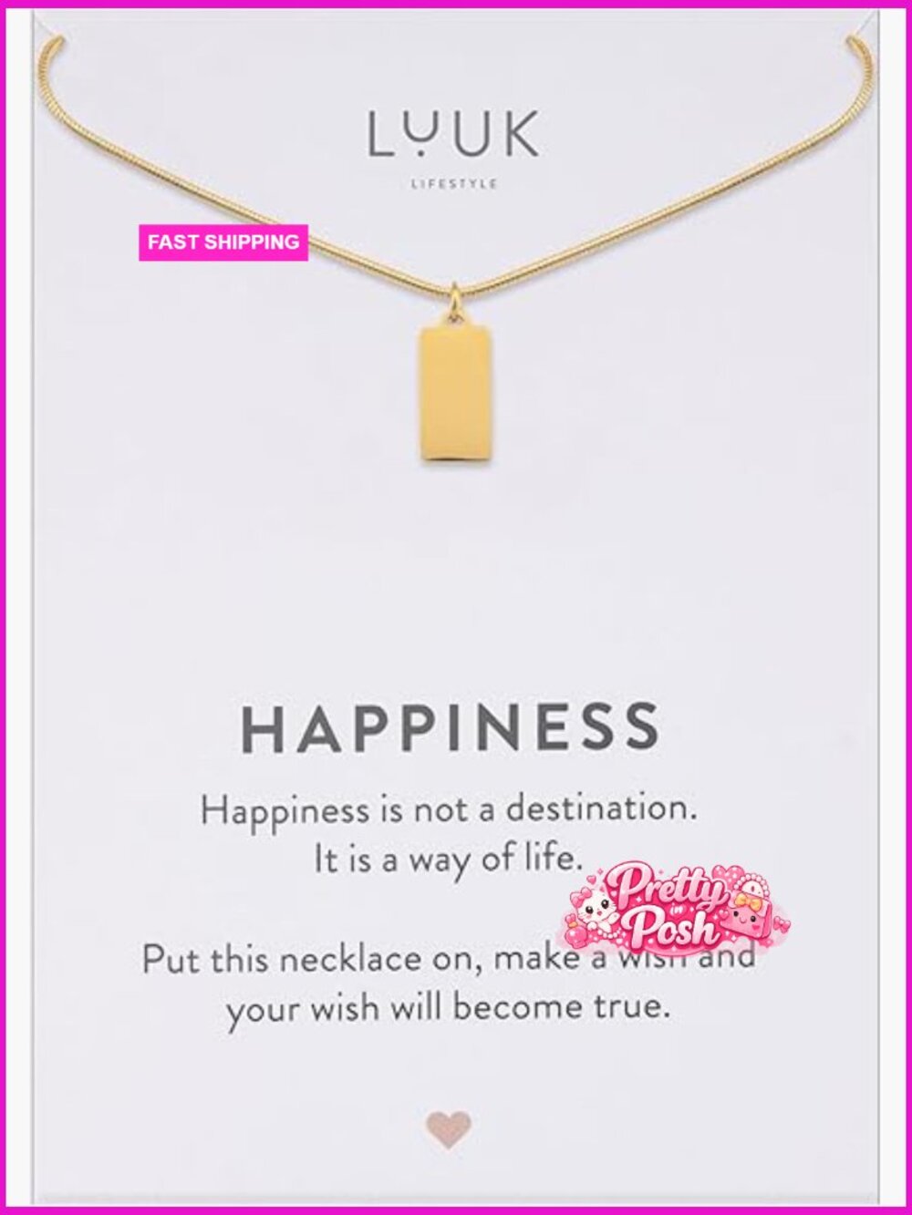 Stainless Steel Pendant Necklace with Adjustable Chain, Minimalist Design